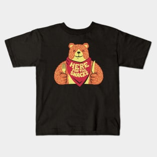 I'm Here For The Snacks Bear by Tobe Fonseca Kids T-Shirt